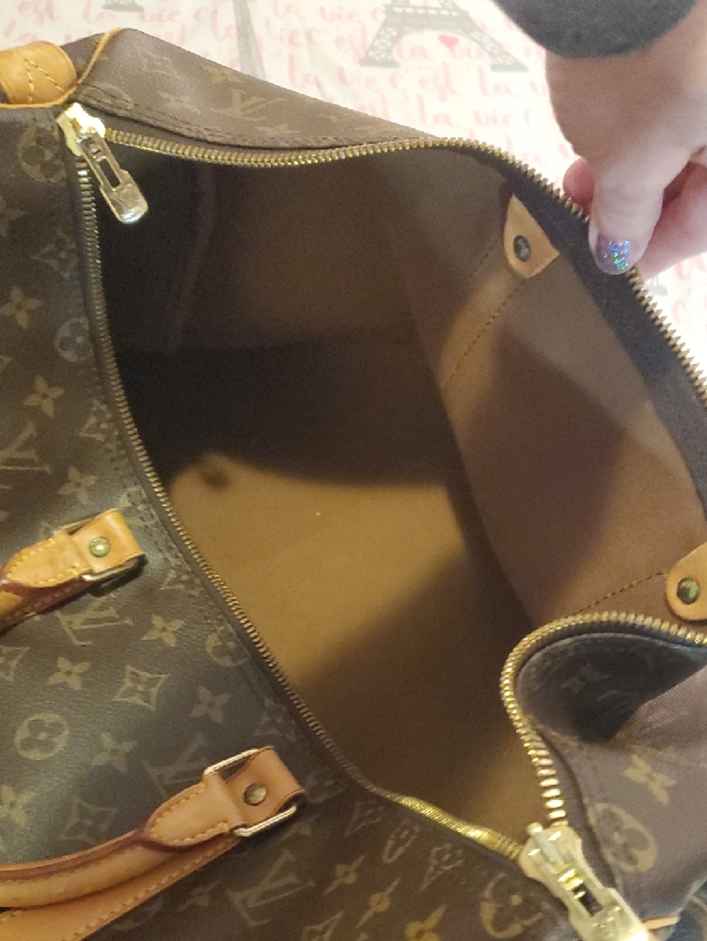 Vintage Louis Vuitton Brown Monogram Holdall with Tan Leather Trim - Picture 11 of 12